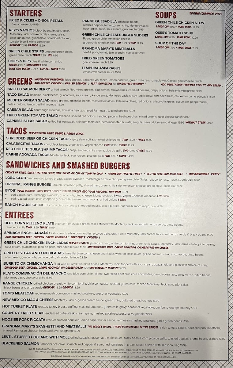 Range Café Bernalillo Menu - Image 2