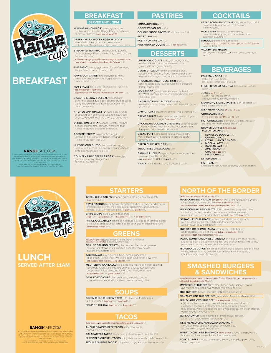Range Café Bernalillo Menu - Image 3